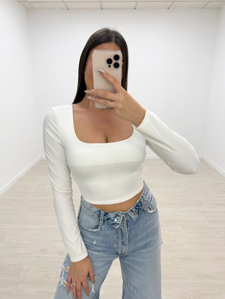 TOP LICRA ESCOTE CUADRADO BLANCO